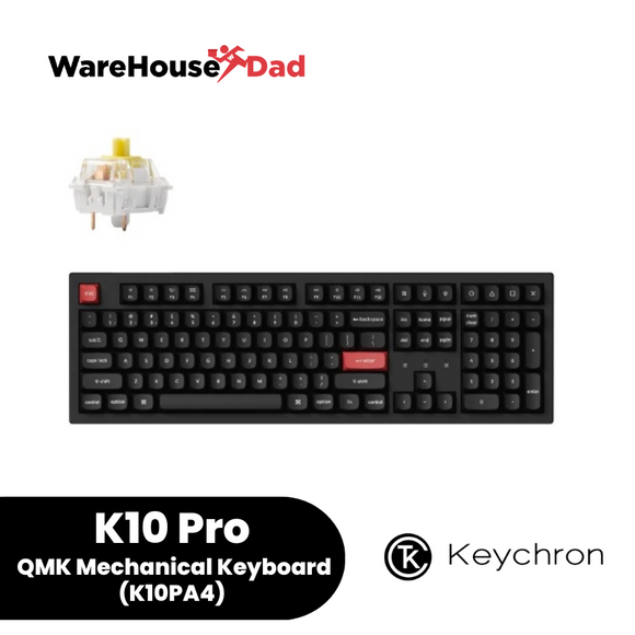 Keychron K10 Pro QMK Mechanical Keyboard Full Layout, Wired/Bluetooth, White LED, Keychron K Pro, No
