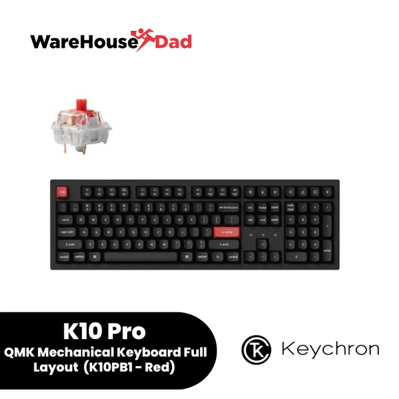 Keychron K10 Pro QMK Mechanical Keyboard Full Layout, Wired/Bluetooth, RGB LED, Keychron K Pro, No