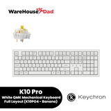 Keychron K10 Pro White QMK Mechanical Keyboard Full Layout, Wired/Bluetooth, White LED, Hot-Swap
