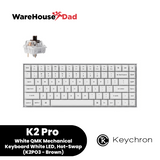 Keychron K2 Pro White QMK Mechanical Keyboard, 75%, Wired/Bluetooth, White LED, Hot-Swap, QMK/VIA