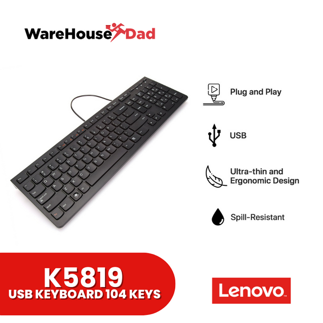 Lenovo USB Keyboard K5819 104 Keys