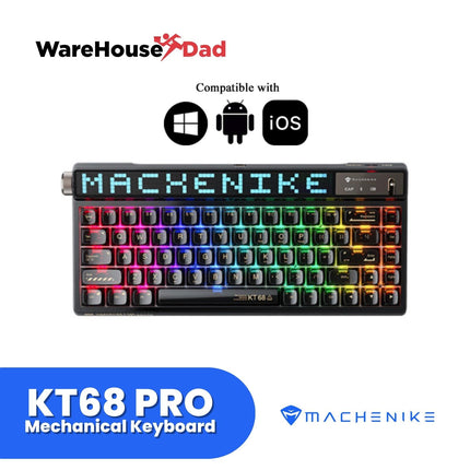 Machenike KT68 Pro Mechanical Keyboard with Screen Three Mode Black Gold Silver Switch