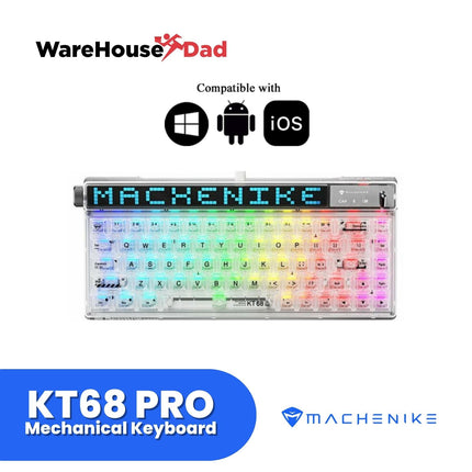 Machenike KT68 Pro Mechanical Keyboard with Screen Three Mode White TTC Frost V2 Switch