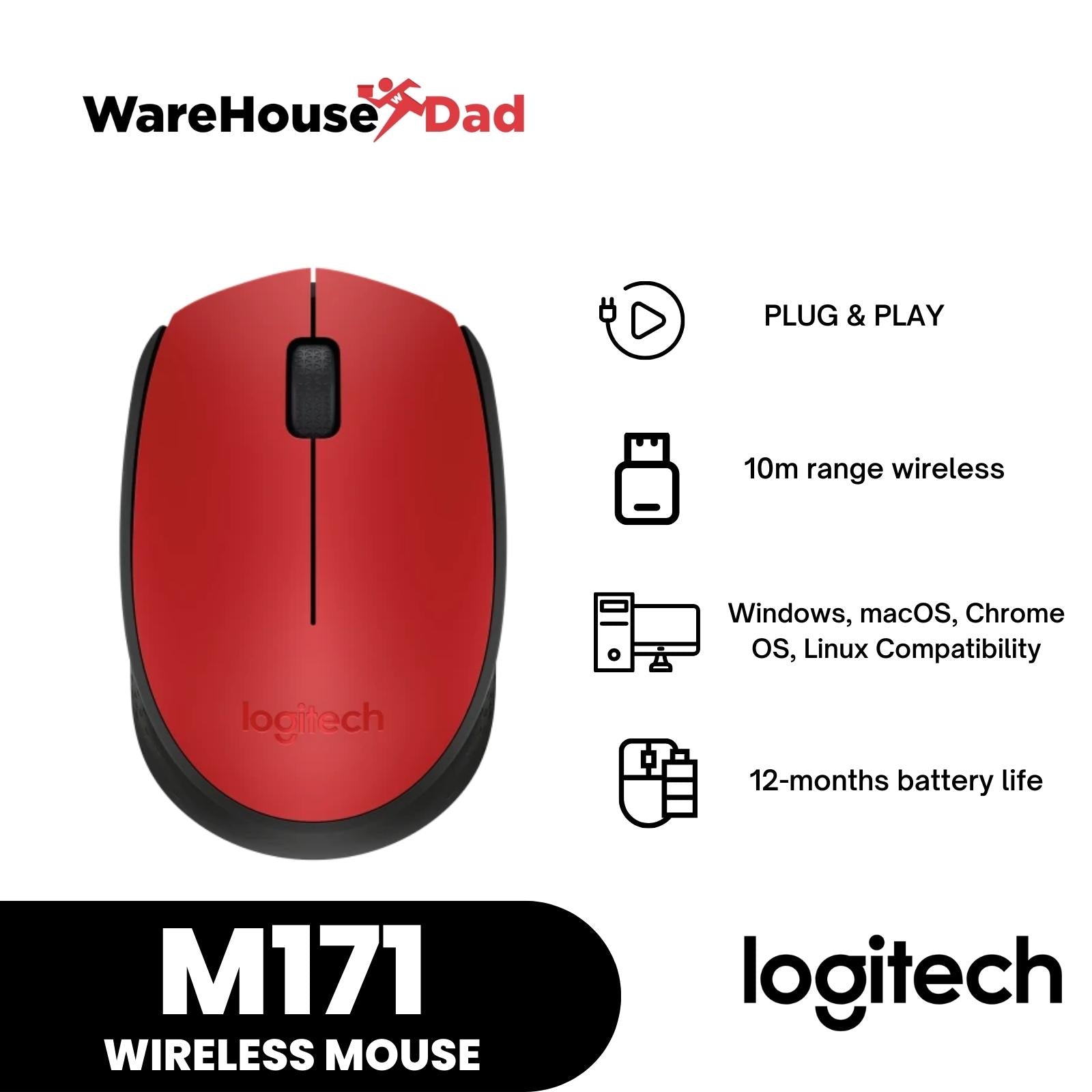 Logitech M171 Wireless Mouse Plug & Play Simplicity – WarehouseDad