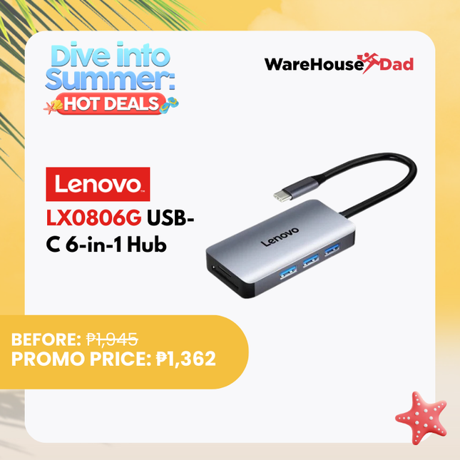 Lenovo LX0806G USB-C 6-in-1 Hub (Dark Grey)
