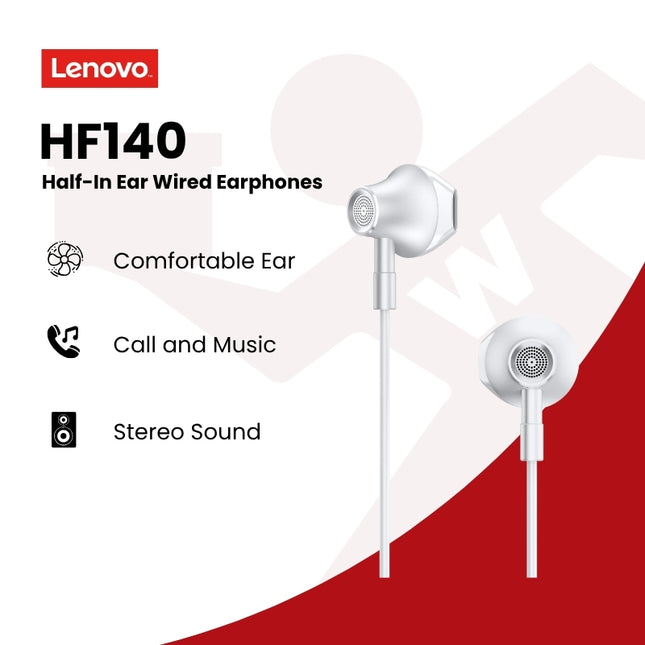 Lenovo HF140 Half-in Ear Wired Metal Earphones Headset