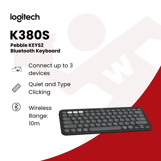 Logitech Pebble Keys 2 K380s Slim Minimalist Bluetooth Wireless Keyboard With Customizable Keys