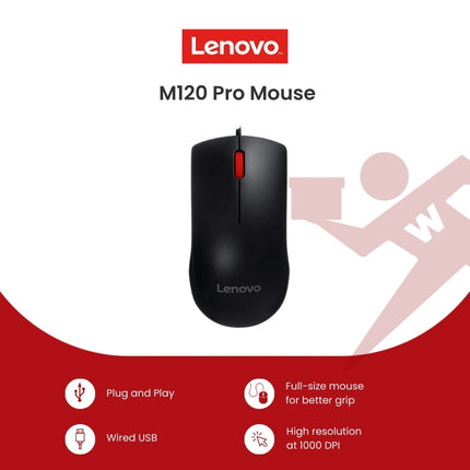Lenovo M120 Pro Wired USB Mouse (Black)