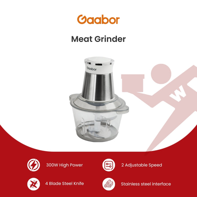 Gaabor Meat Grinder Two-Speed Adjustable With 4-blade Steel Knife (MG20M-WH02A)