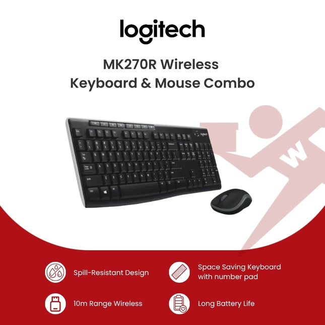 Logitech MK270R Wireless Keyboard and Mouse Combo