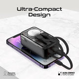 Promate Mavrix-1 35W Transparent Smartphone and Apple Watch Charging Power Bank with USB-C & Lightning Cable