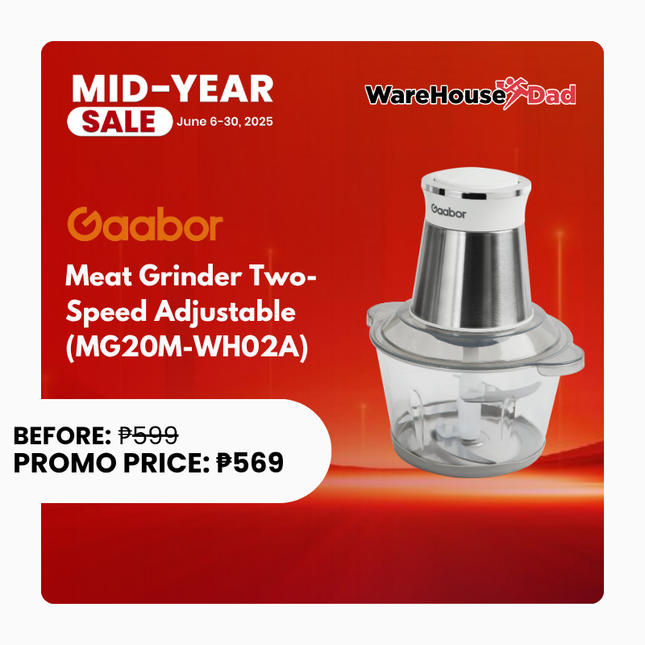 Gaabor Meat Grinder Two-Speed Adjustable With 4-blade Steel Knife (MG20M-WH02A)