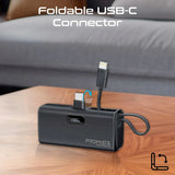 Promate NanoPack-5 Pocket-Sized, Fast Charging Power Bank with Foldable USB-C Connector and Lightning Cable