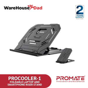 Promate ProCooler-1 Foldable Laptop and Smartphone Riser Stand
