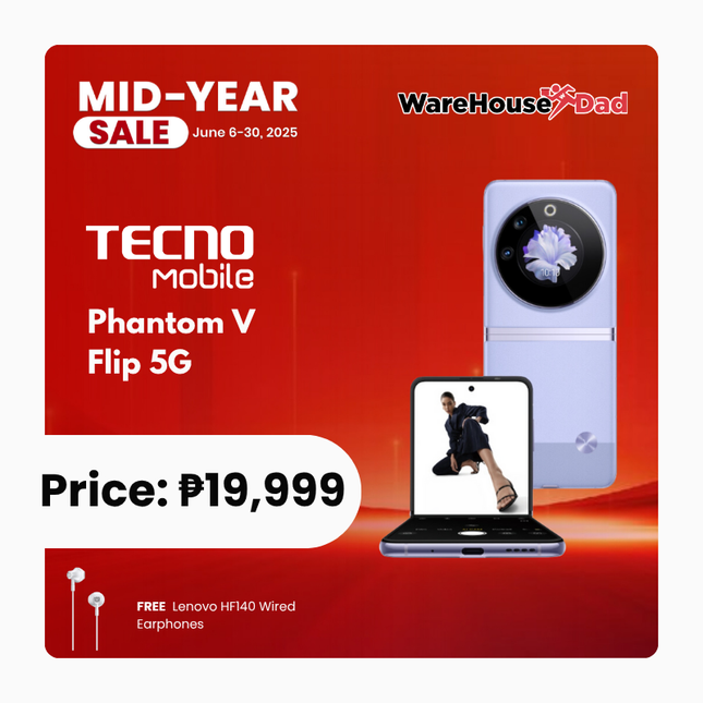 Tecno Phantom V Flip 5G Smartphone with  Free Lenovo HF140 Wired Earphone