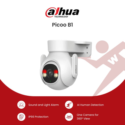 Dahua Picoo B1 (DH-P3B-PV) 3MP Outdoor Fixed-focal Wi-Fi Pan & Tilt Network Camera with FREE Adata SD Card