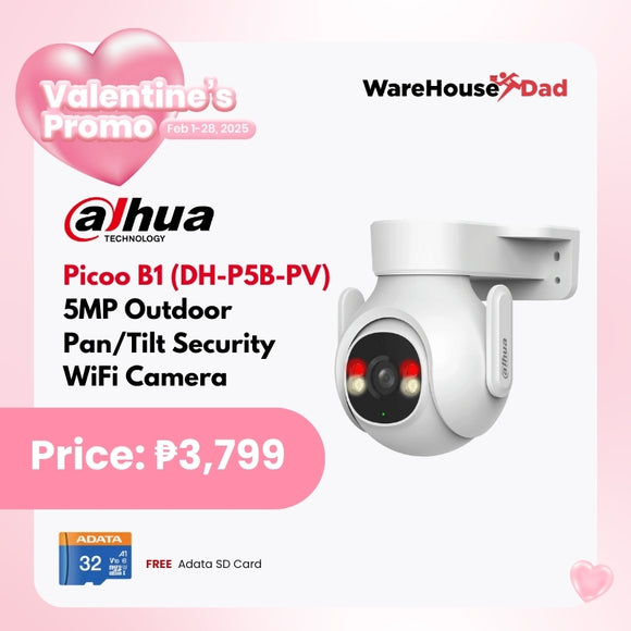 Dahua Picoo B1 (DH-P5B-PV) 5MP Outdoor Fixed-focal Wi-Fi Pan & Tilt Network Camera with FREE Adata SD Card