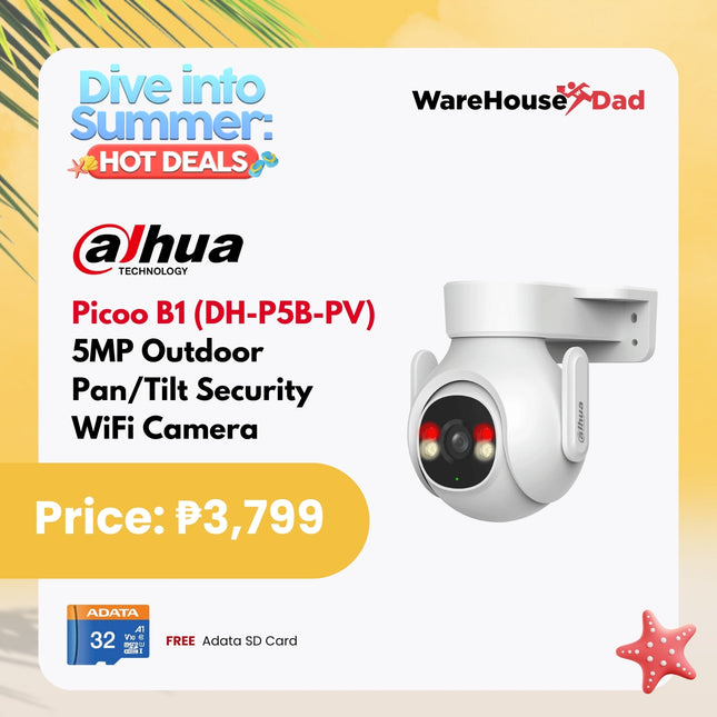 Dahua Picoo B1 (DH-P5B-PV) 5MP Outdoor Fixed-focal Wi-Fi Pan & Tilt Network Camera with FREE Adata SD Card