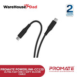 Promate PowerLink-CC120 60W Power Delivery Ultra-Fast USB-C Soft Silicon Cable
