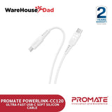 Promate PowerLink-CC120 60W Power Delivery Ultra-Fast USB-C Soft Silicon Cable