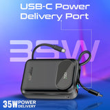 Promate PowerPod-20 Ultra Compact 35W SuperSpeed™ Power Bank with Built-In USB-C & Lightning Cable