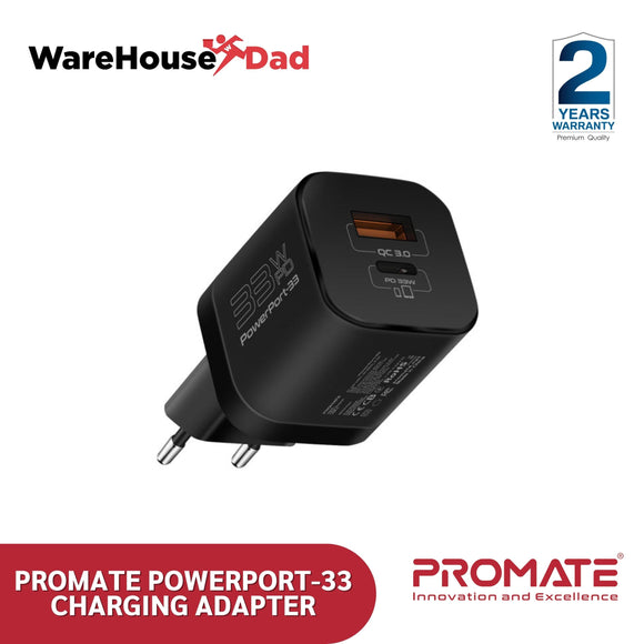 Promate PowerPort-33 33W Power Delivery GaNFast™ Charging Adapter