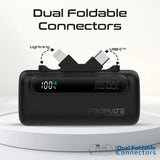 Promate PowerUp-Duo Ultra-Compact Fast Charging Power Bank with Dual foldable USB-C™ & Lightning Connectors