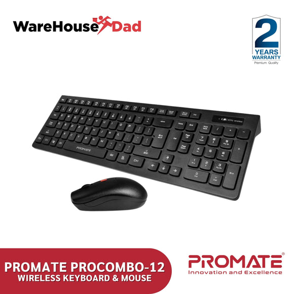Promate ProCombo-12 Sleek Profile Full Size Wireless Keyboard & Mouse