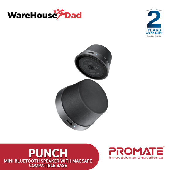 Promate Punch High-Fidelity Mini Bluetooth Speaker with MagSafe Compatible Base