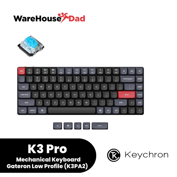 Keychron K3 Pro QMK Mechanical Keyboard 75% Layout, Wired/Bluetooth, White LED, Gateron Low Profile