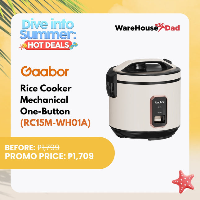 Gaabor Rice Cooker Mechanical One-Button Accurate Temperature Control (RC15M-WH01A)