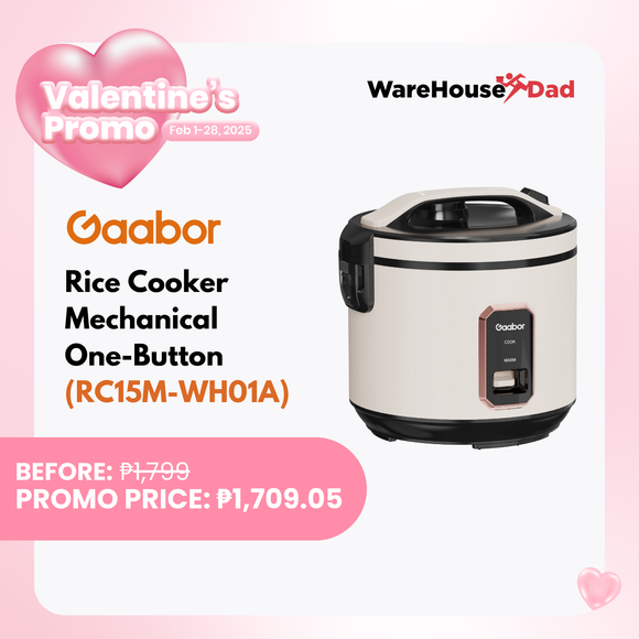 Gaabor Rice Cooker Mechanical One-Button Accurate Temperature Control (RC15M-WH01A)