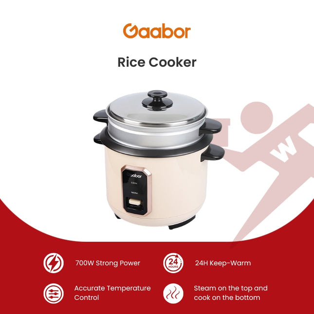 Gaabor Rice Cooker Accurate Temperature Control Equipped, Steamer Basket (RC15M-WH02A)