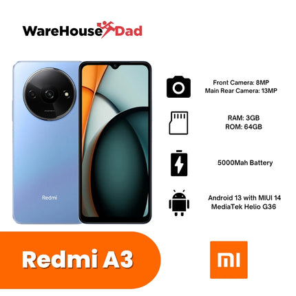 Xiaomi Redmi A3 Smartphone with FREE Lenovo HF130 Wired Earphone