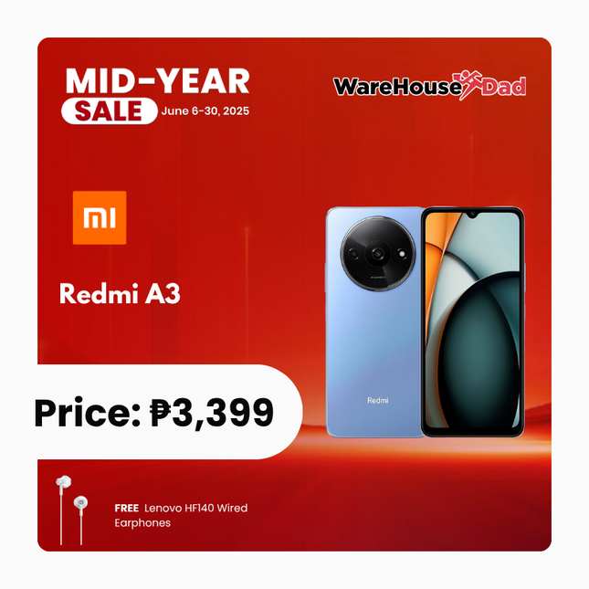 Xiaomi Redmi A3 Smartphone with Free Lenovo HF140 Wired Earphone