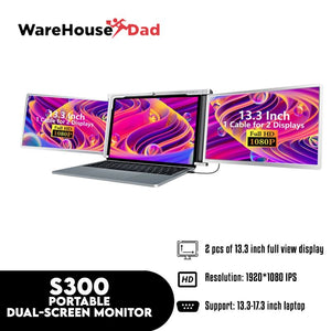 S300 Portable Dual Screen Monitor for Notebooks