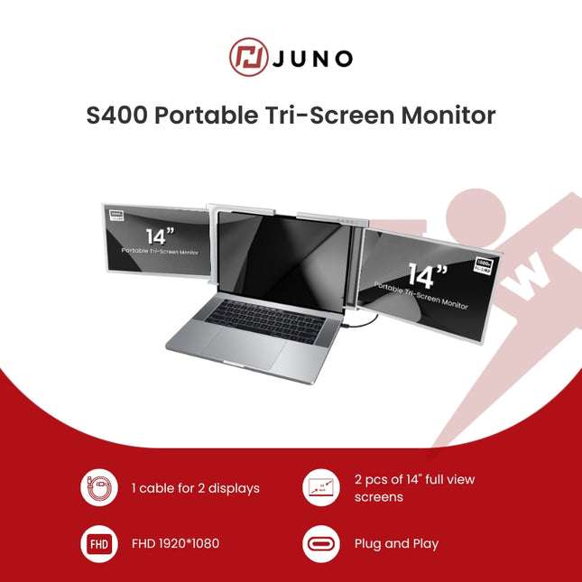 Juno S400 Portable Tri-Screen Monitor for Notebooks