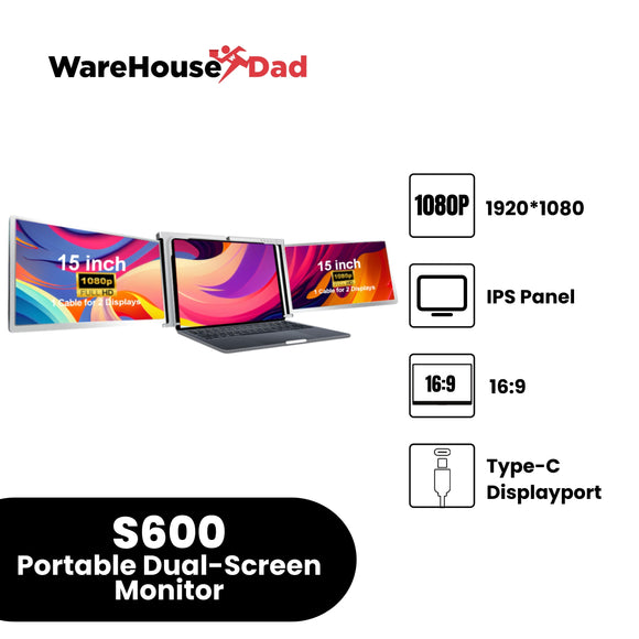 S600 Portable Dual-Screen Monitor for Notebooks