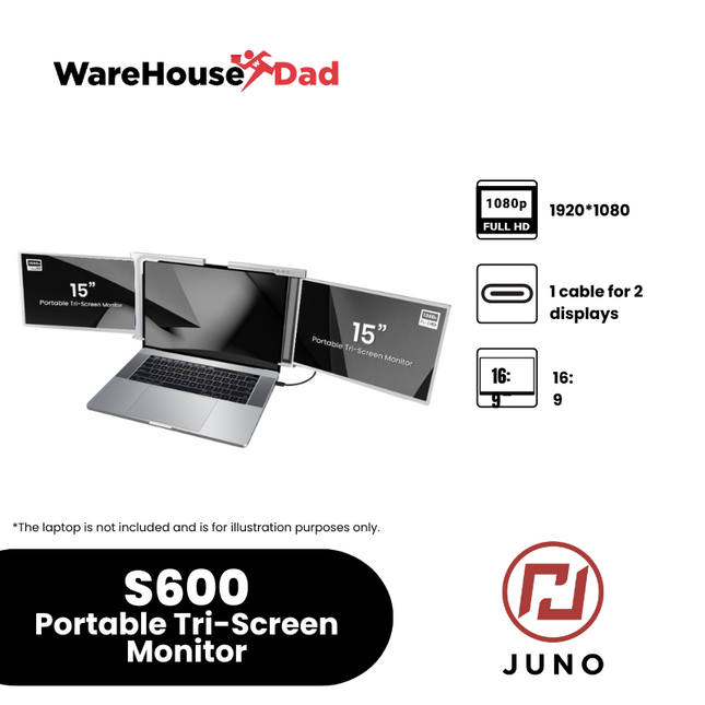 Juno S600 Portable Tri-Screen Monitor for Notebooks