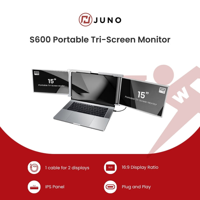 Juno S600 Portable Tri-Screen Monitor for Notebooks