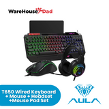 Aula T650 Wired Keyboard, Mouse, Headset, Mouse Pad  Combo