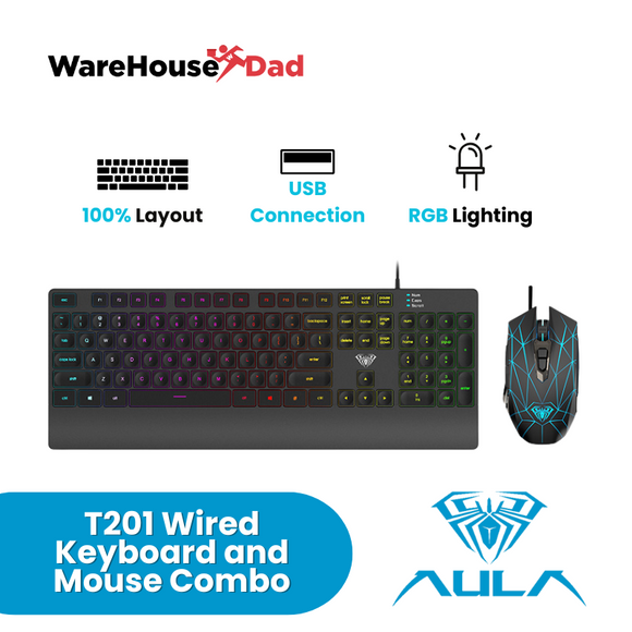 Aula T201 Wired Membrane Gaming Keyboard and Mouse Combo