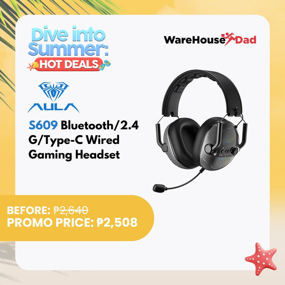 AULA S609 Bluetooth/2.4 G/Type-C Wired Gaming Headset