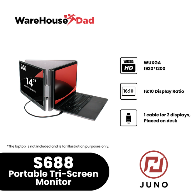 Juno S688 Portable Tri-Screen Monitor