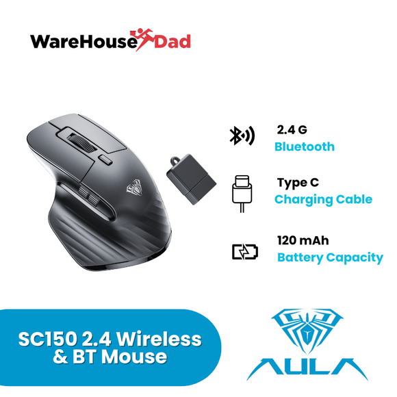 AULA SC150 Mini Wireless Mouse 2.4G & Bluetooth Connection