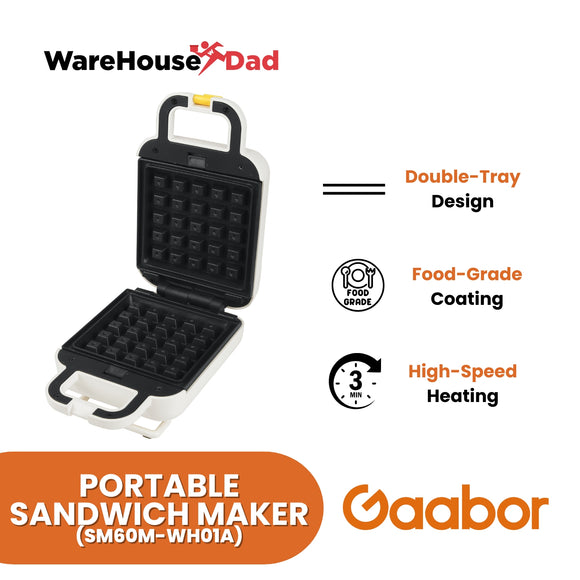 Gaabor Portable Sandwich Maker Multifunctional Breakfast Machine and Toaster (SM60M-WH01A)