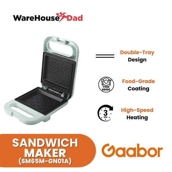 Gaabor Portable Sandwich Snack Maker Multifunctional Breakfast Machine and Toaster (SM65M-GN01A)