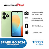 Tecno Spark Go 2024 Smartphone with FREE Lenovo HF130 Wired Earphone