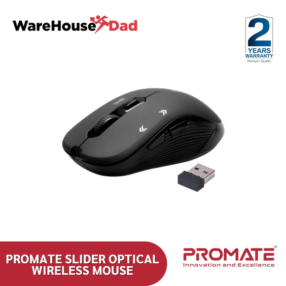 Promate Slider Optical Tracking Wireless Ergonomic Mouse