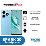 Tecno Spark 20 8GB+256GB Smartphone with FREE Lenovo HF130 Wired Earphone